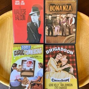 Movie Night! Set of 4 DVDs: Maltese Falcon, Brigadoon, Commercials, Bonanza